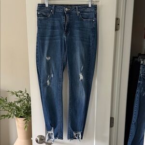 Just Black Dark Blue Distressed Cropped Jeans